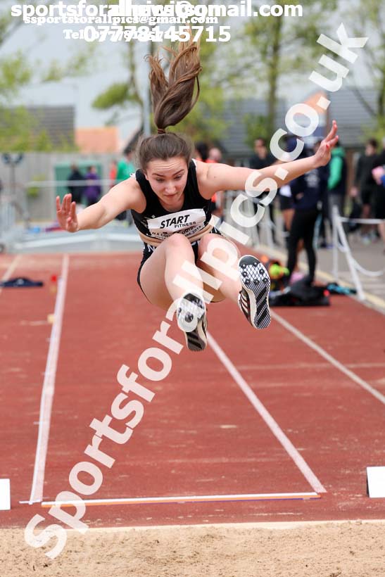 Womens under-20s long jump, 2019 North Eastern Track and Field Champs., Middlesbrough. Photo:  David T. Hewitson/Sports for All Pics